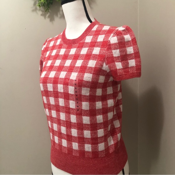 HP..🥳 POLO Ralph Lauren Linen Blend Gingham Knit Top - Picture 5 of 11